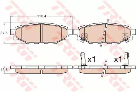 Комплект тормозных колодок TOYOTA GT, SUBARU WRX, SUBARU BRZ, TRW (GDB3568)