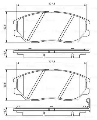 Комплект гальмівних колодок HYUNDAI (HUATAI), SSANGYONG RODIUS, KIA OPIRUS, BOSCH (0986494347)