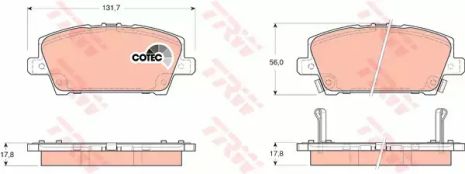 Комплект тормозных колодок HONDA CIVIC, TRW (GDB3407)
