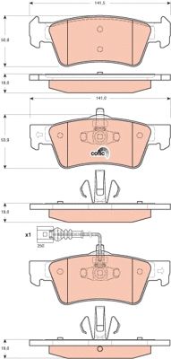 Комплект тормозных колодок VW TRANSPORTER, VW MULTIVAN, VW TOUAREG, TRW (GDB1671)