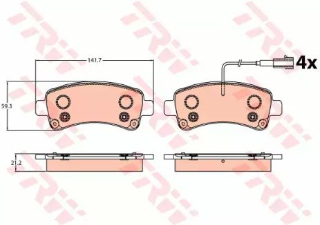 Комплект гальмівних колодок OPEL MOVANO, FIAT DUCATO, PEUGEOT BOXER, TRW (GDB2106)