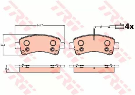 Комплект гальмівних колодок OPEL MOVANO, FIAT DUCATO, PEUGEOT BOXER, TRW (GDB2106)