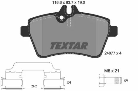 Комплект тормозных колодок MB B-CLASS, MB A-CLASS, TEXTAR (2407702)