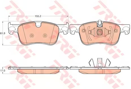 TRW комплект гальмівних колодок для CITROËN C4, CITROËN GRAND (GDB2062) TRW комплект гальмівних колодок для CITROËN C4, CITROËN GRAND (GDB2062)