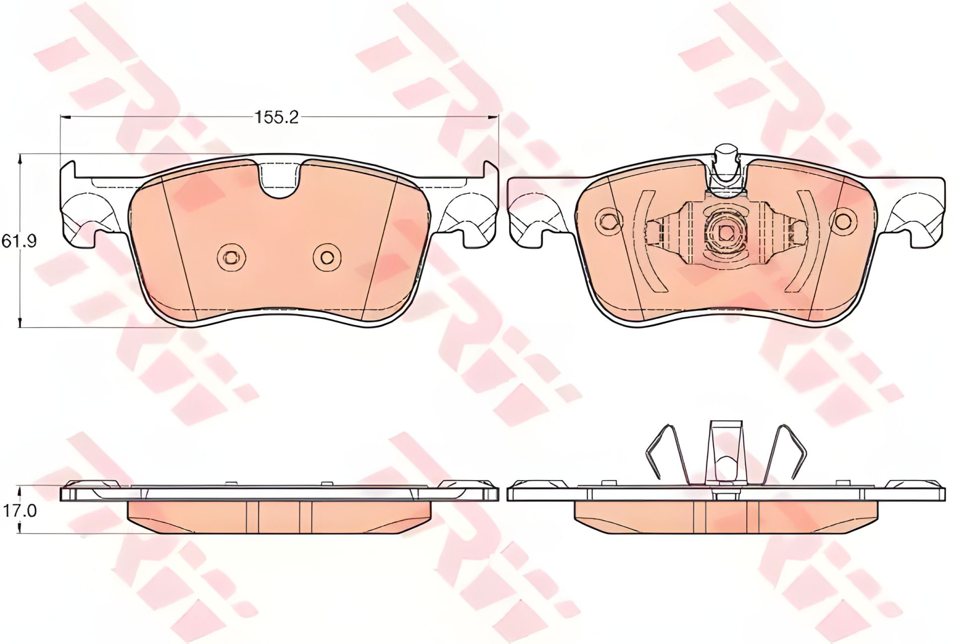 TRW комплект гальмівних колодок для CITROËN C4, CITROËN GRAND (GDB2062) TRW комплект гальмівних колодок для CITROËN C4, CITROËN GRAND (GDB2062)