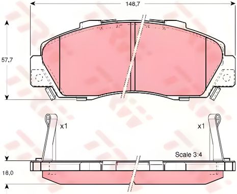 Комплект гальмівних колодок для ACURA NSX і HONDA HR-V/INTEGRA, TRW (GDB3177) Комплект гальмівних колодок для ACURA NSX і HONDA HR-V/INTEGRA, TRW (GDB3177)