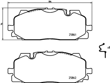 Комплект тормозных колодок VW TOUAREG, AUDI Q7, AUDI Q8, BREMBO (P85165)