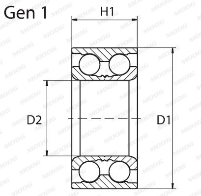 Комплект підшипника маточини MAZDA 2, FORD FIESTA, FORD FOCUS, MOOG (FDWB11175)