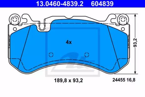 Комплект гальмівних колодок MB E-CLASS, MB CLS, MB GLE, ATE (13046048392)