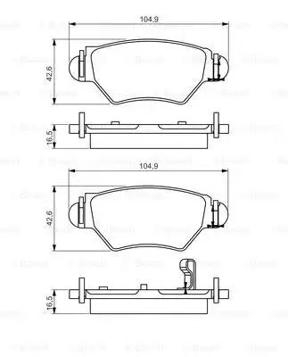 Комплект гальмівних колодок CHEVROLET ASTRA, OPEL ASTRA, OPEL ZAFIRA, BOSCH (0986495250)