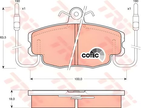 Набор тормозных колодок PEUGEOT 205, RENAULT 21, RENAULT 19, TRW (GDB807) Набор тормозных колодок PEUGEOT 205, RENAULT 21, RENAULT 19, TRW (GDB807)
