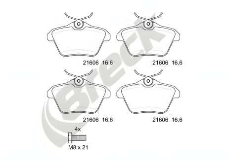Комплект колодок гальмівних ALFA ROMEO, LANCIA KAPPA, BRECK (216060070200) Комплект колодок гальмівних ALFA ROMEO, LANCIA KAPPA, BRECK (216060070200)