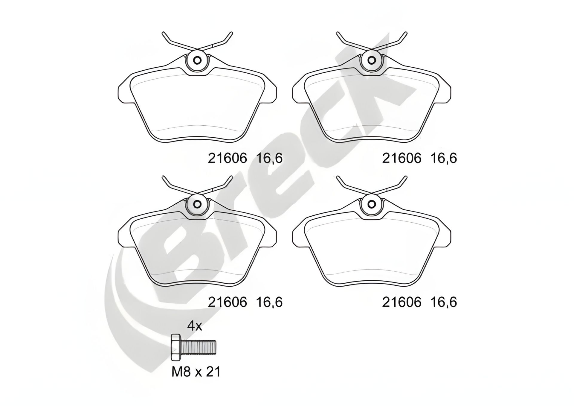 Комплект колодок гальмівних ALFA ROMEO, LANCIA KAPPA, BRECK (216060070200) Комплект колодок гальмівних ALFA ROMEO, LANCIA KAPPA, BRECK (216060070200)