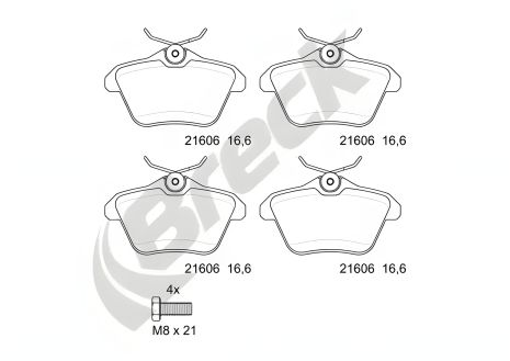 Комплект колодок гальмівних ALFA ROMEO, LANCIA KAPPA, BRECK (216060070200) Комплект колодок гальмівних ALFA ROMEO, LANCIA KAPPA, BRECK (216060070200)