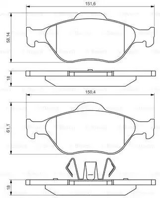 Комплект гальмівних колодок MAZDA 2, FORD FIESTA, FORD STREET, BOSCH (0986495220)