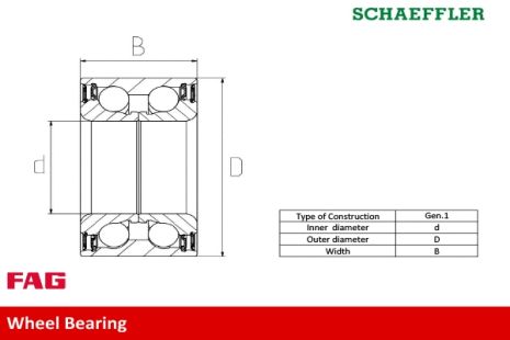 Комплект подшипника ступицы колеса MITSUBISHI OUTLANDER, MITSUBISHI SPACE, MITSUBISHI LANCER, FAG (713619750)