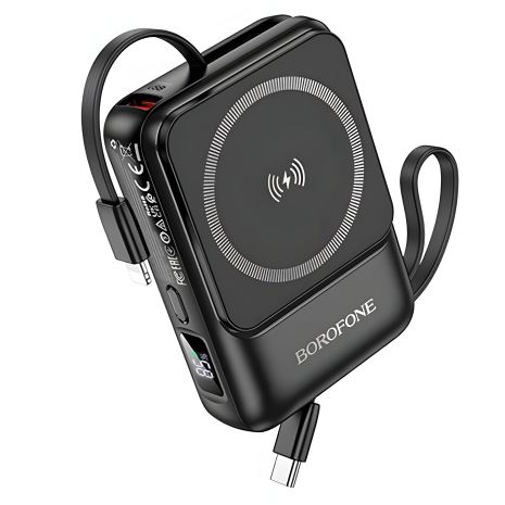 Повербанк Borofone BJ59 Refined 22.5W+PD20W with magnetic cable 10000mAh Чорний Повербанк Borofone BJ59 Refined 22.5W+PD20W with magnetic cable 10000mAh Чорний