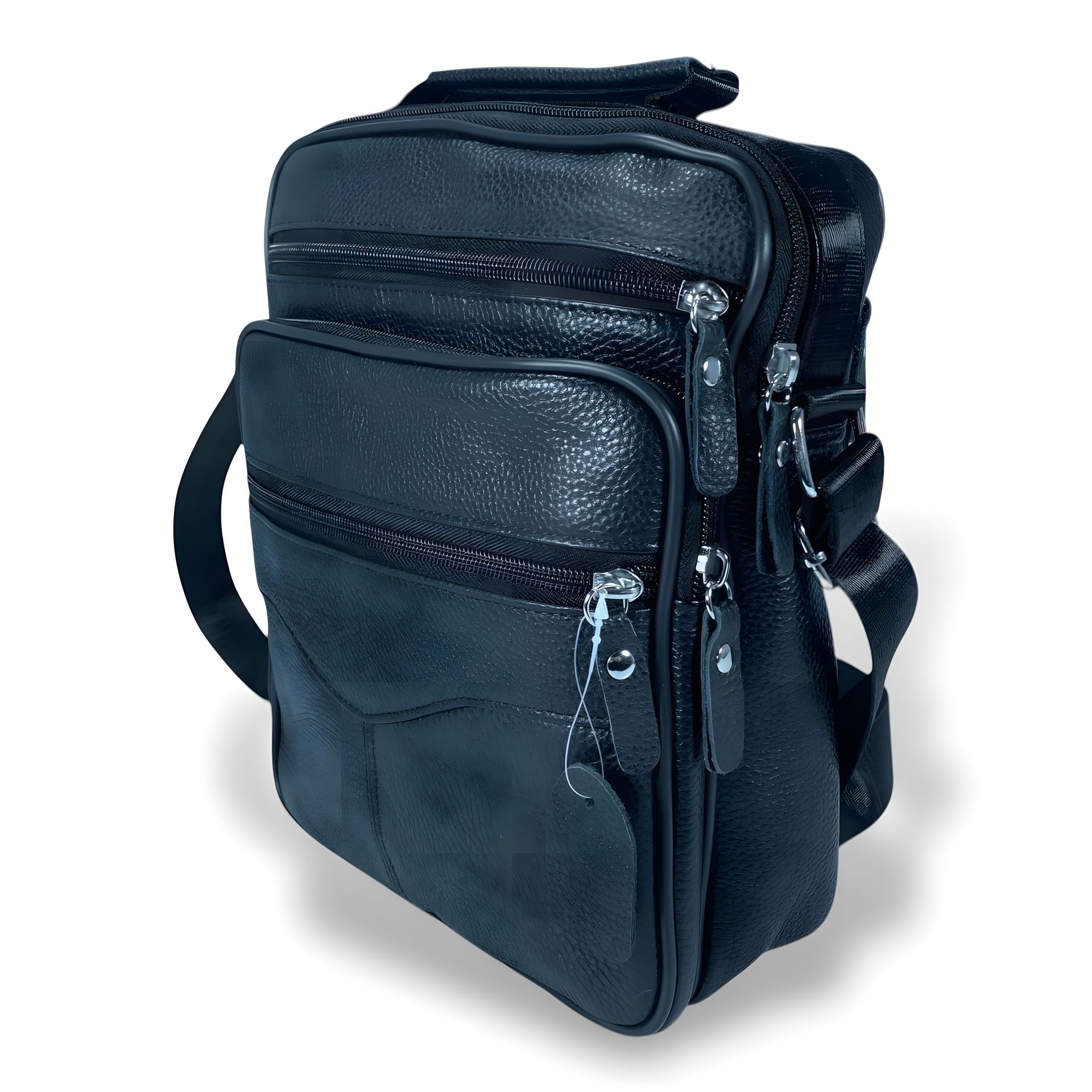 Шкіряна сумка чорна через плече на 6 відділень Шкіряна сумка чорна через плече на 6 відділень