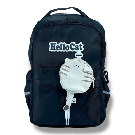 Рюкзак текстильный для девочек, черный, с отсеком для ноутбука и скрытым карманом