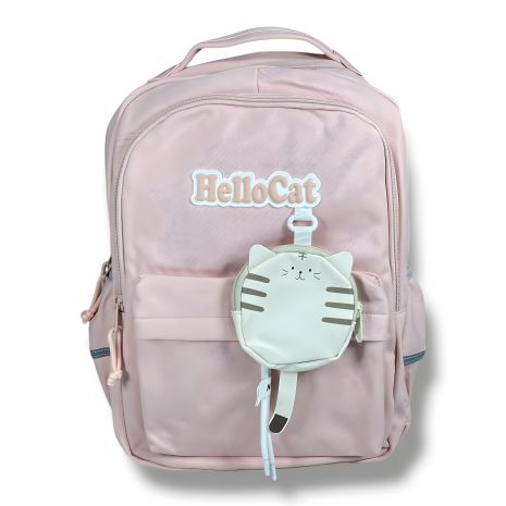 Рюкзак текстильний для дівчат рожевий з відділенням для ноутбука та прихованою кишенею