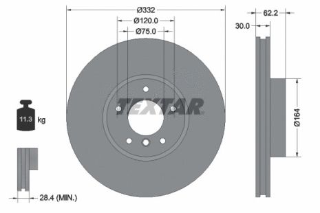 Диск гальмівний BMW X6, BMW X5, TEXTAR (92160805)