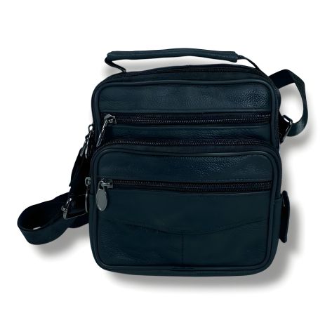 Черная мужская кожаная сумка для повседневного ношения через плечо