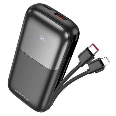 Повербанк Borofone BJ62 10000mAh 22.5W+PD20W + кабеля 2в1 Type-C/ Lightning черный Повербанк Borofone BJ62 10000mAh 22.5W+PD20W + кабеля 2в1 Type-C/ Lightning черный