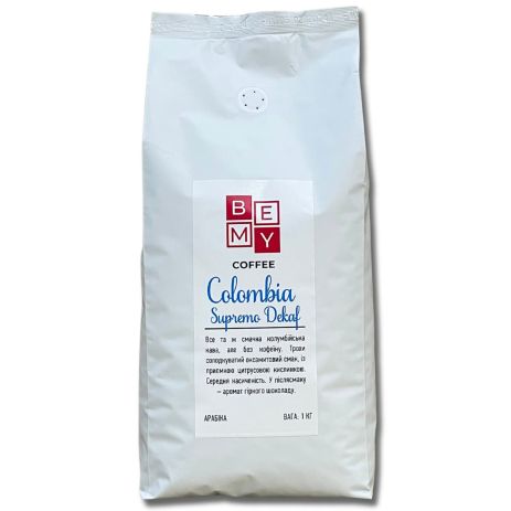 Кофе в зернах BEMY Coffee Colombia Supremo DEKAF | 1 кг