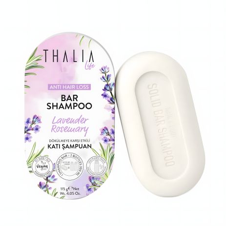 Твердий шампунь проти випадіння волосся з розмарином та лавандою Thalia, 115 г Твердий шампунь проти випадіння волосся з розмарином та лавандою Thalia, 115 г