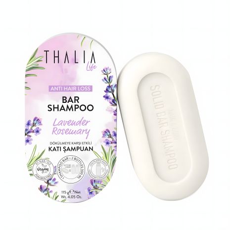 Твердый шампунь против выпадения волос с лавандой и розмарином THALIA, 115 г