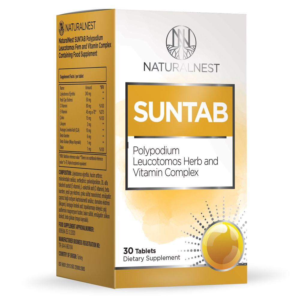Дієтична добавка для захисту шкіри від сонця Suntab Naturalnest, 30 таблеток Дієтична добавка для захисту шкіри від сонця Suntab Naturalnest, 30 таблеток