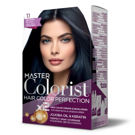 Краска для волос Master Colorist 1.1 Сине-черный, 2x50 мл+2x50 мл+10 мл