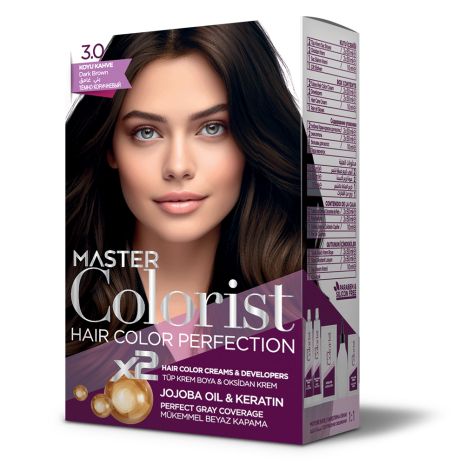 Краска для волос Master Colorist 3.0 Темно-коричневая, 2x50 мл+2x50 мл+10 мл