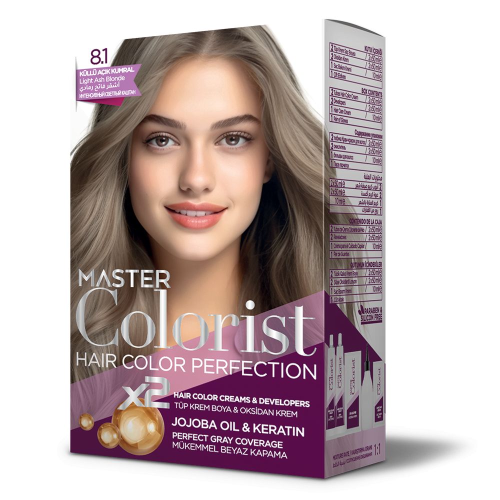 Краска для волос Master Colorist 8.1 Попелистая светло-русая, 2x50 мл+2x50 мл+10 мл