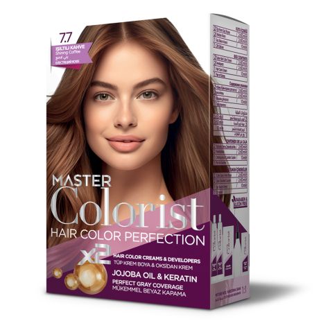 Краска для волос Master Colorist 7.7 Светлый кофе, 2x50 мл+2x50 мл+10 мл