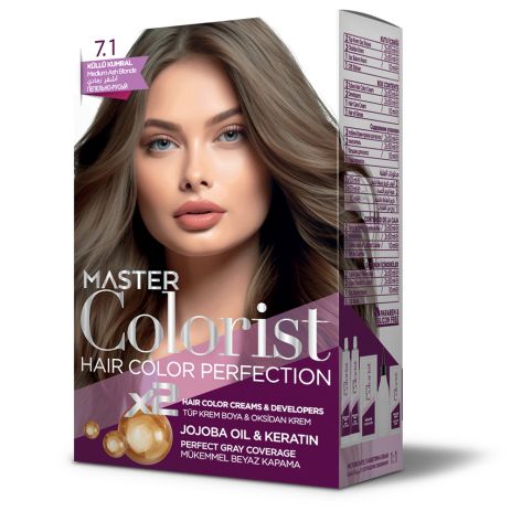 Краска для волос Master Colorist 7.1 Пепелисто-русый, 2x50 мл+2x50 мл+10 мл