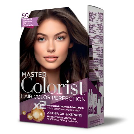 Краска для волос Master Colorist 5.0 Светло-коричневый, 2x50 мл+2x50 мл+10 мл