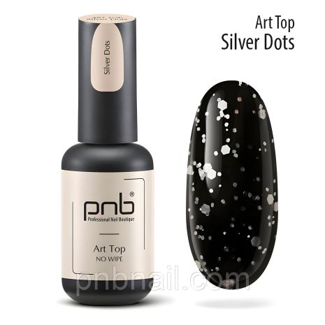 PNB Art Top - Silver Dots, No Wipe / 8 ml PNB Art Top - Silver Dots, No Wipe / 8 ml