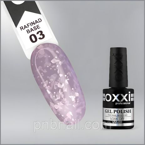 Oxxi Professional Rafinad Base з пластівцями поталі та блискітками ( 01-19 ) / 10 мл, №03 блідо-бузковий