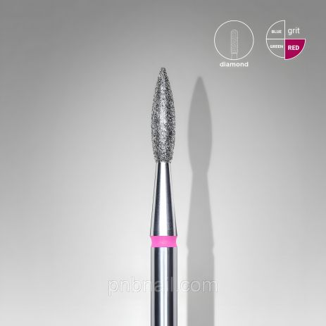 Полум'я гостре алмазна фреза червона, діаметр 2,1 мм / STALEKS PRO Полум'я гостре алмазна фреза червона, діаметр 2,1 мм / STALEKS PRO