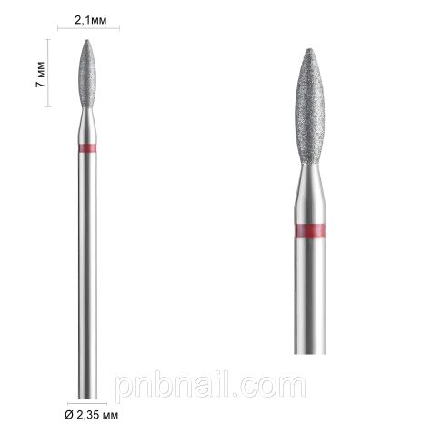 Алмазна фреза 243 червона (Полум'я гостре ) DLX 021