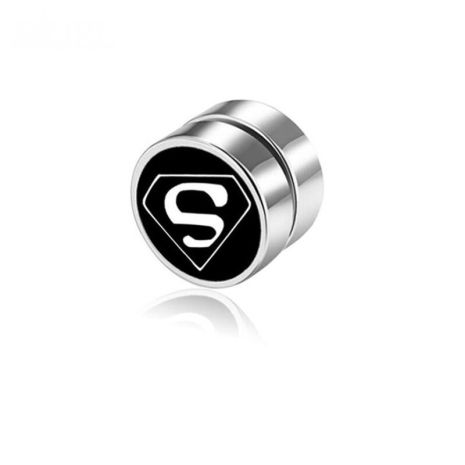 Серьги магнитные клипсы с рисунком Superman Супермен на одно ухо плаги-обманки