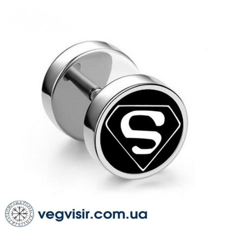 Модные мужские серьги-штанги с рисунком Супермен Superman из титановой стали на одно ухо