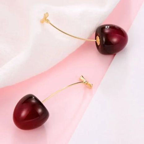 Серьги вишенки шары красные бордовые сережки