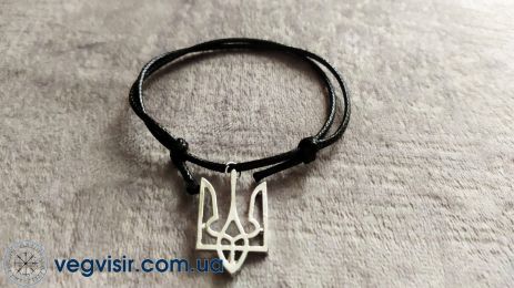 Браслет тризуб України герб на чорному шнурку