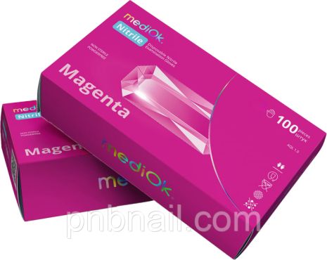Рукавички нітрилові MediOk Magenta ( рожеві )/ S, 100 шт/уп