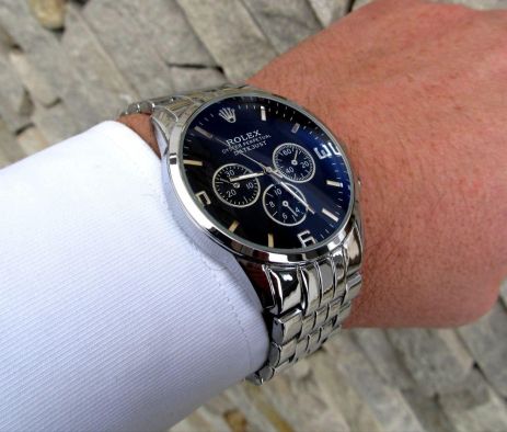 Суперкрутые мужские кварцевые часы Rolex в серебренном стиле