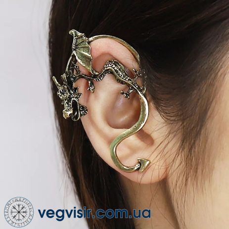Елегантний кафф кліпс на вухо у формі Дракона Дракон Earcuff Кліп
