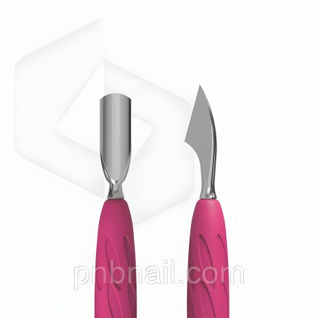 Маникюрный пушер с силиконовой ручкой "Gummy" UNIQ 10 TYPE 3 (вузкий округлый пушер + топорик)