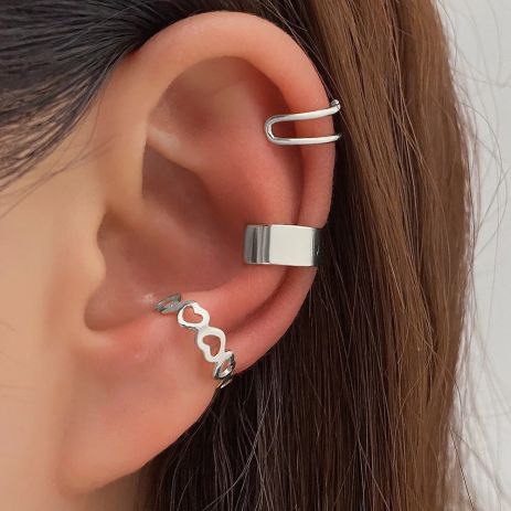 Шикарний набір сережок кафів без проколу 3шт Кафф кліпс на вухо Earcuff 2 кольори